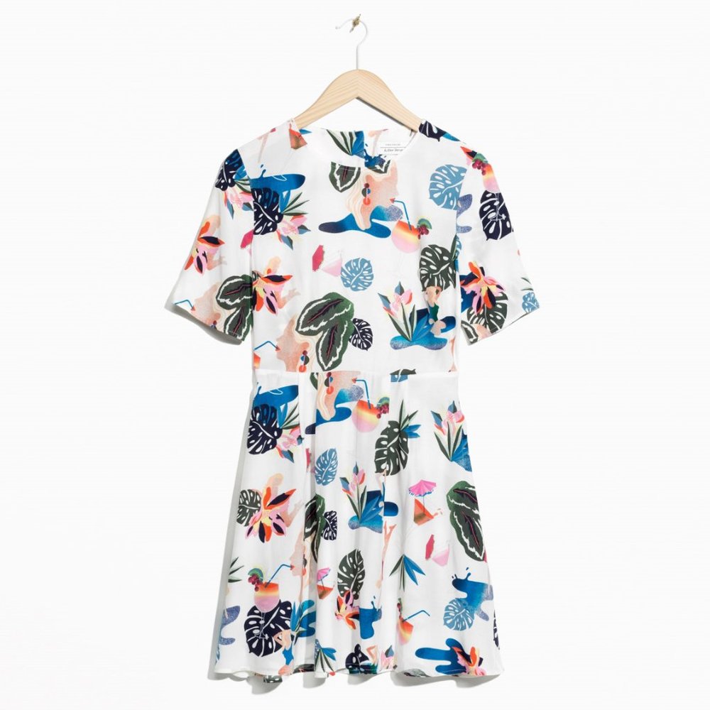 & Other Stories Jungle Print Open Back Dress 8